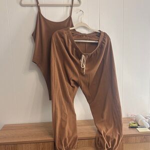 Brown Bodysuit and Joggers Set
